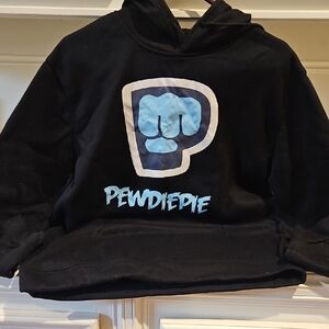 Black PewDiePie Hoodie with Blue Logo